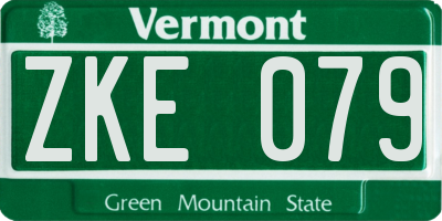 VT license plate ZKE079
