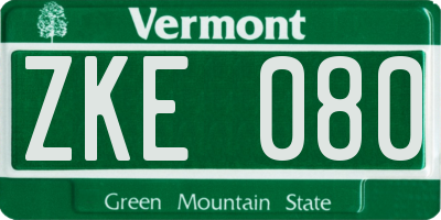 VT license plate ZKE080