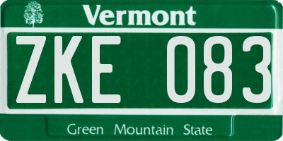 VT license plate ZKE083