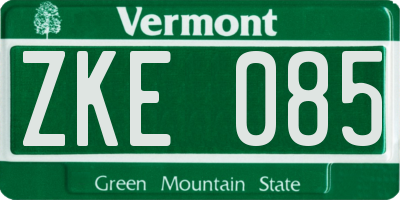 VT license plate ZKE085