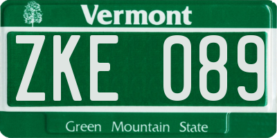 VT license plate ZKE089