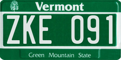 VT license plate ZKE091