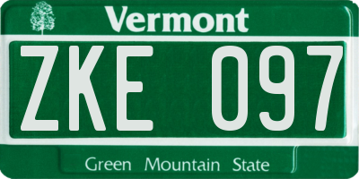 VT license plate ZKE097