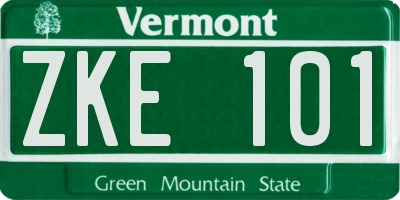 VT license plate ZKE101