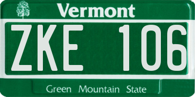 VT license plate ZKE106