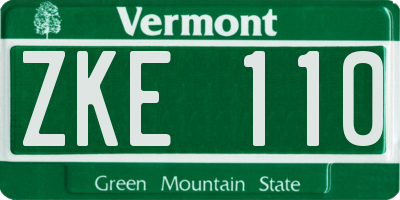 VT license plate ZKE110