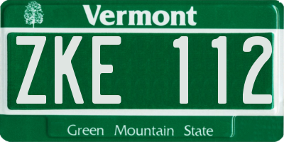 VT license plate ZKE112