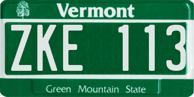 VT license plate ZKE113