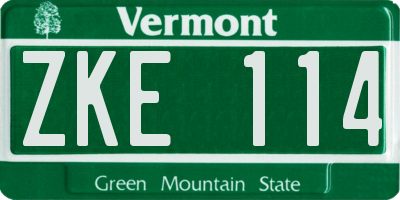 VT license plate ZKE114