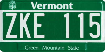 VT license plate ZKE115
