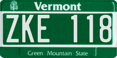 VT license plate ZKE118
