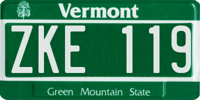 VT license plate ZKE119
