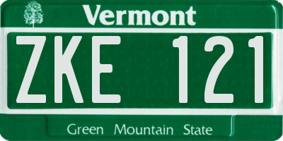VT license plate ZKE121