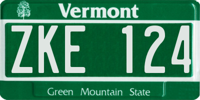VT license plate ZKE124