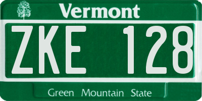 VT license plate ZKE128