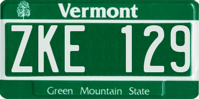 VT license plate ZKE129