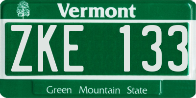 VT license plate ZKE133
