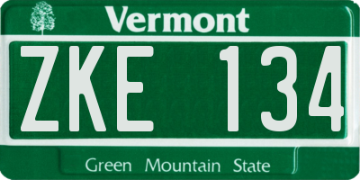 VT license plate ZKE134