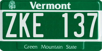 VT license plate ZKE137