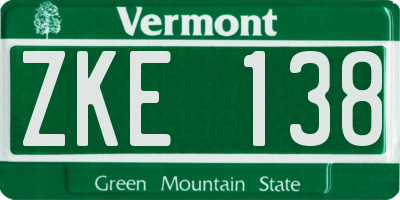 VT license plate ZKE138