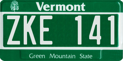 VT license plate ZKE141