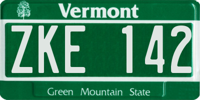 VT license plate ZKE142