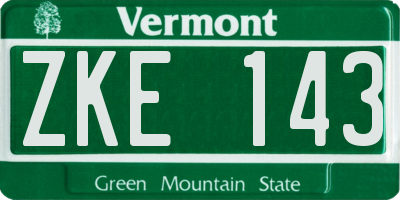 VT license plate ZKE143
