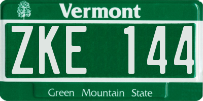 VT license plate ZKE144