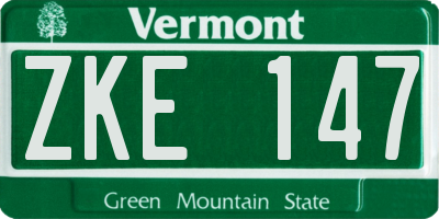 VT license plate ZKE147