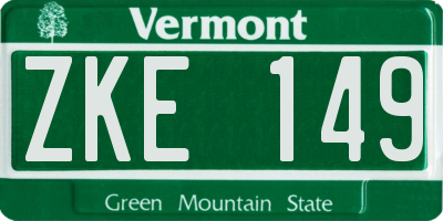 VT license plate ZKE149