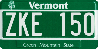 VT license plate ZKE150