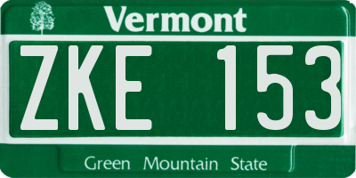 VT license plate ZKE153