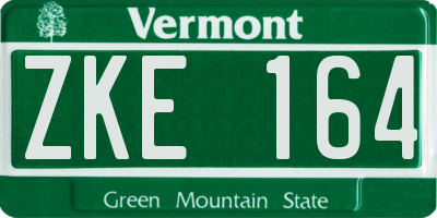 VT license plate ZKE164