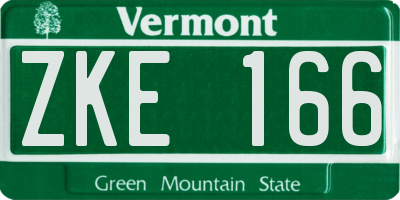 VT license plate ZKE166