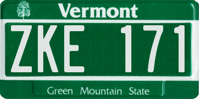 VT license plate ZKE171