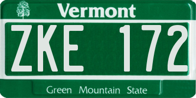 VT license plate ZKE172