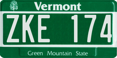 VT license plate ZKE174