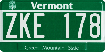 VT license plate ZKE178