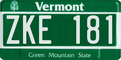 VT license plate ZKE181