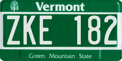 VT license plate ZKE182