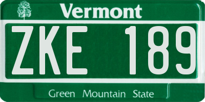 VT license plate ZKE189