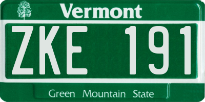VT license plate ZKE191