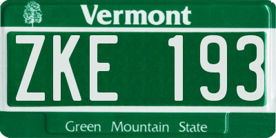 VT license plate ZKE193