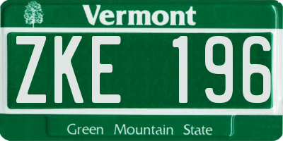 VT license plate ZKE196