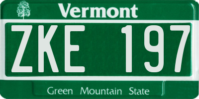 VT license plate ZKE197
