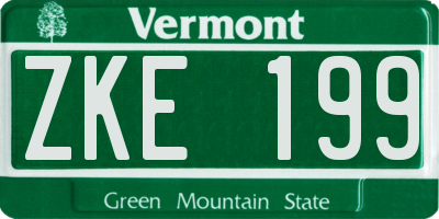 VT license plate ZKE199
