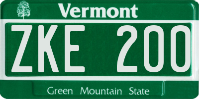 VT license plate ZKE200