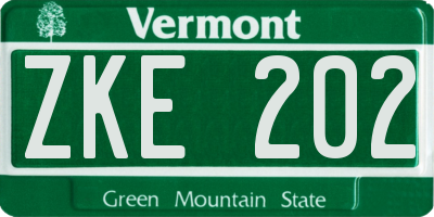 VT license plate ZKE202