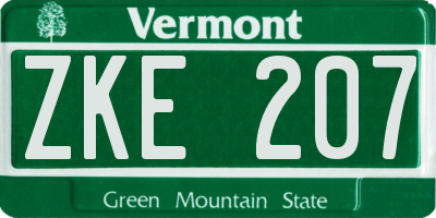 VT license plate ZKE207