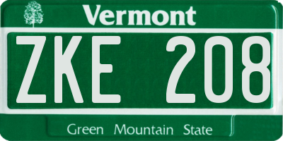 VT license plate ZKE208